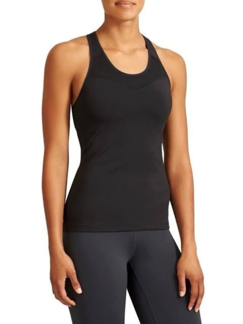 Athleta Spiral Support Tank Top Style #153041 Large Size Black Racerback Gym